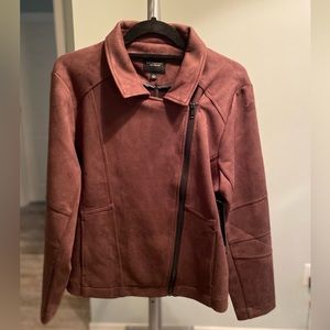 Liverpool Faux Suede Moto Jacket In Espresso Bean